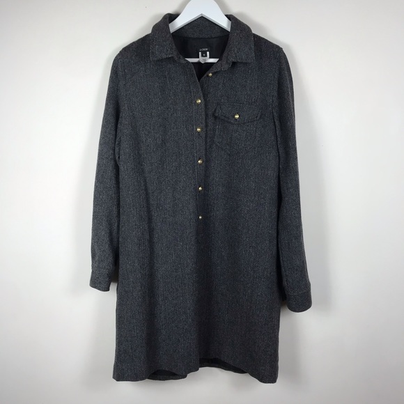 J. Crew Herringbone Wool Shirt Dress - Picture 5 of 8